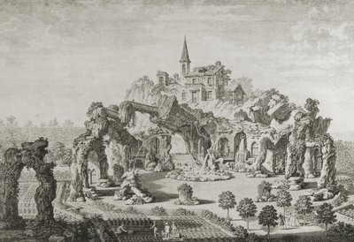 Der Grottenberg im Garten des Grafen Fries in Voslaun von Carl Schütz